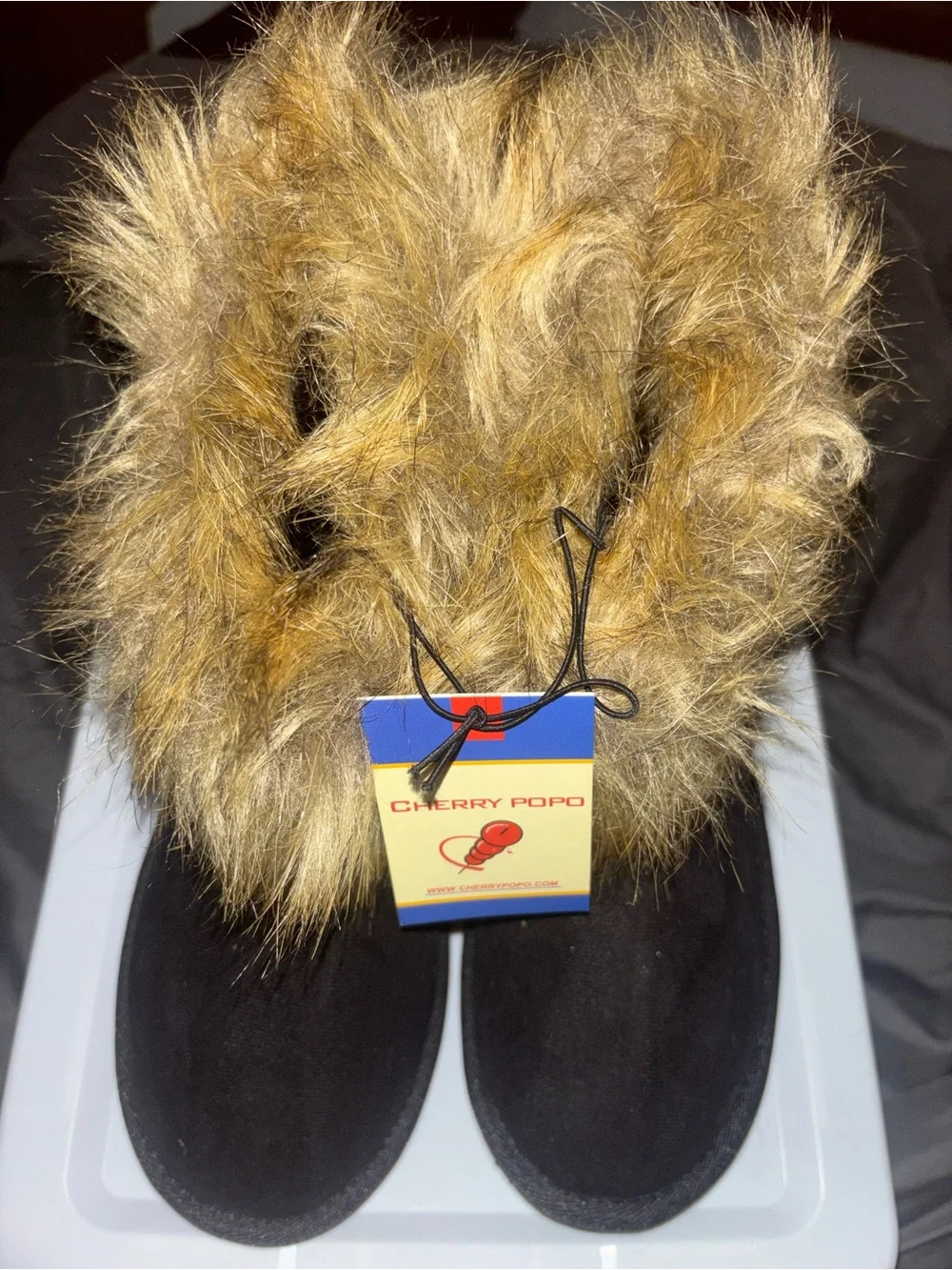 Women's Black Winter Faux-Fur Trim Boots